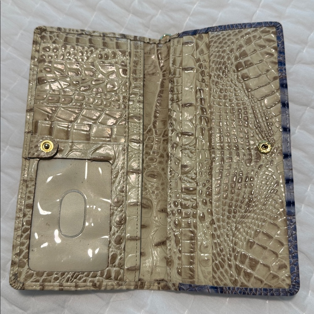 Brahmin: Blue and Tan Women's Long Wallet - Picture 2 of 3